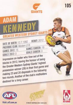 2013 Select Prime AFL #105 Adam Kennedy Back